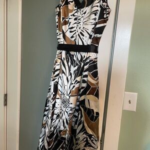 Elegant Black and Brown Floral Dress